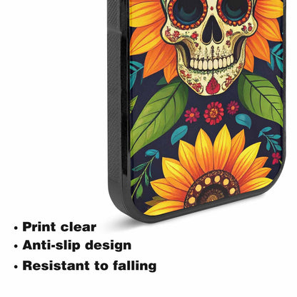 iPhone 15 Plus Case — Sunflowers And Skulls, Custom Made Phone Cover