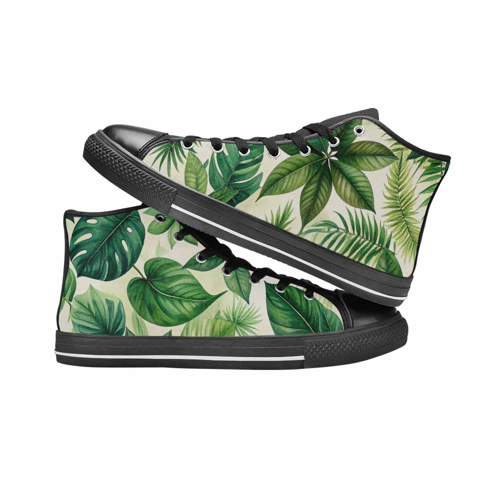 WOMEN'S Seven-Point Palmate Leaf High Top Canvas Cottagecore Sneakers
