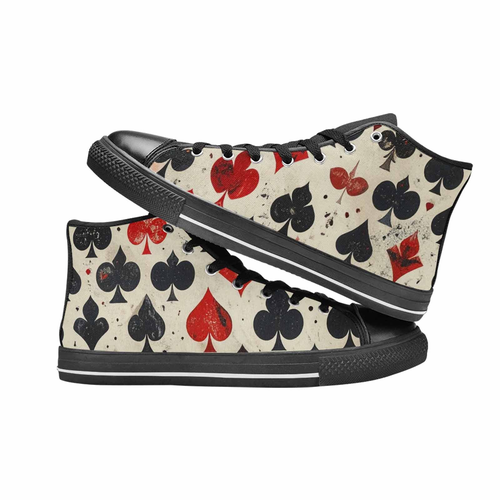 WOMEN'S Playing Card Suit High Top Canvas Neon Fantasy Shoes