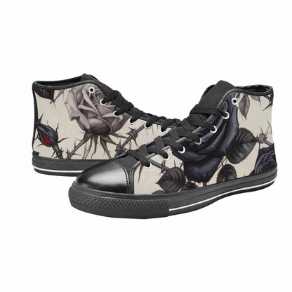 MEN'S Black Gothic Rose High Top Canvas Vibrant Chaos Shoes