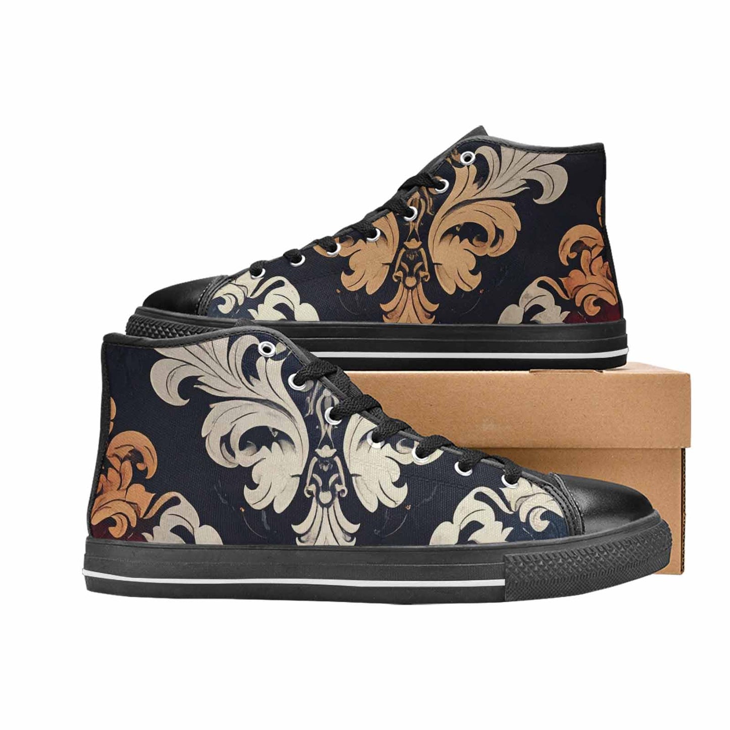 WOMEN'S Damask Ornamental Wallpaper High Top Canvas Dark Academia Sneakers