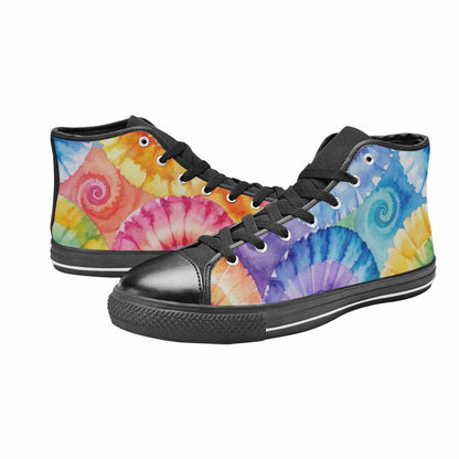MEN'S Tie Dye Swirl High Top Canvas Vivid Custom Shoes