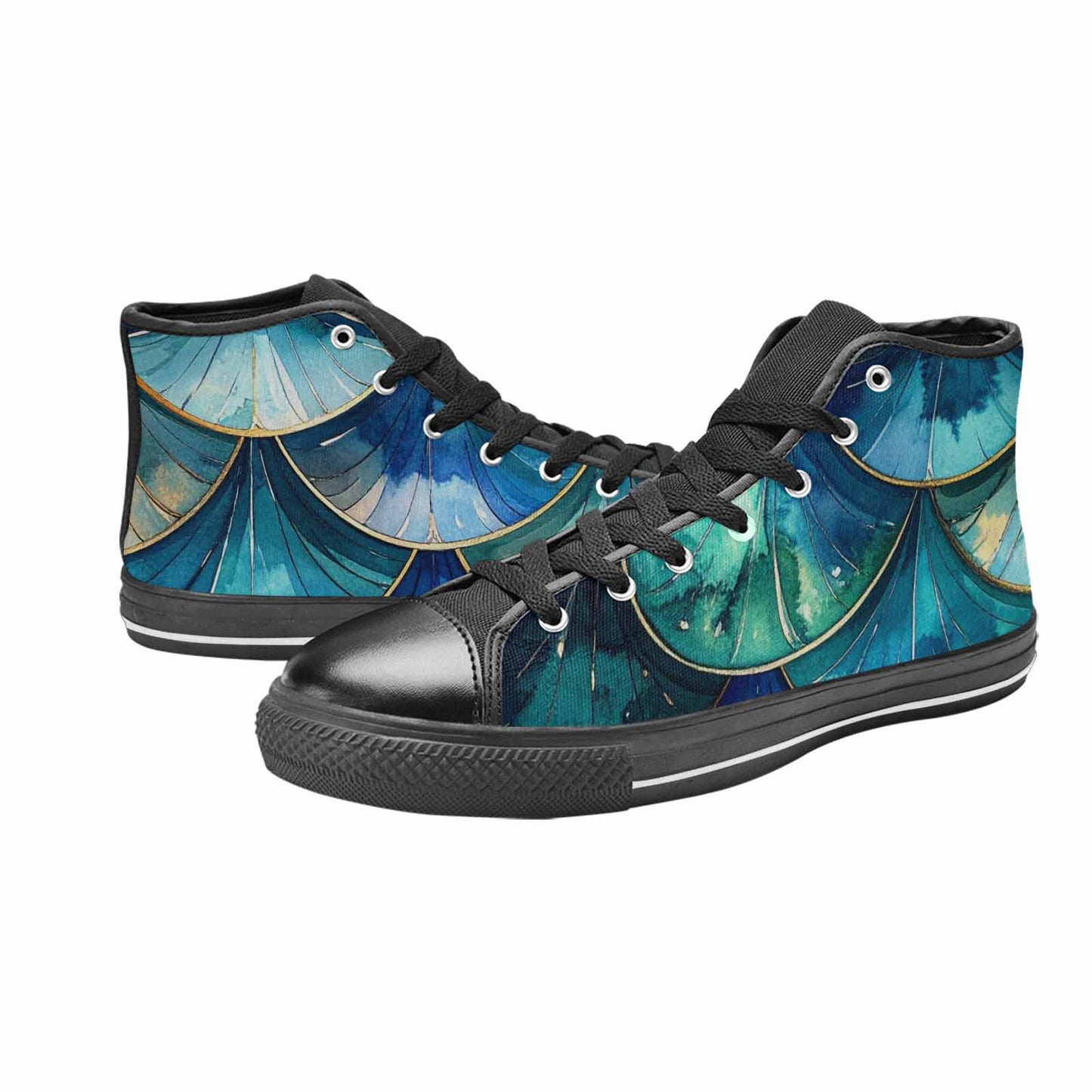 MEN'S Mermaid Scale High Top Canvas Wallpaper Art Shoes