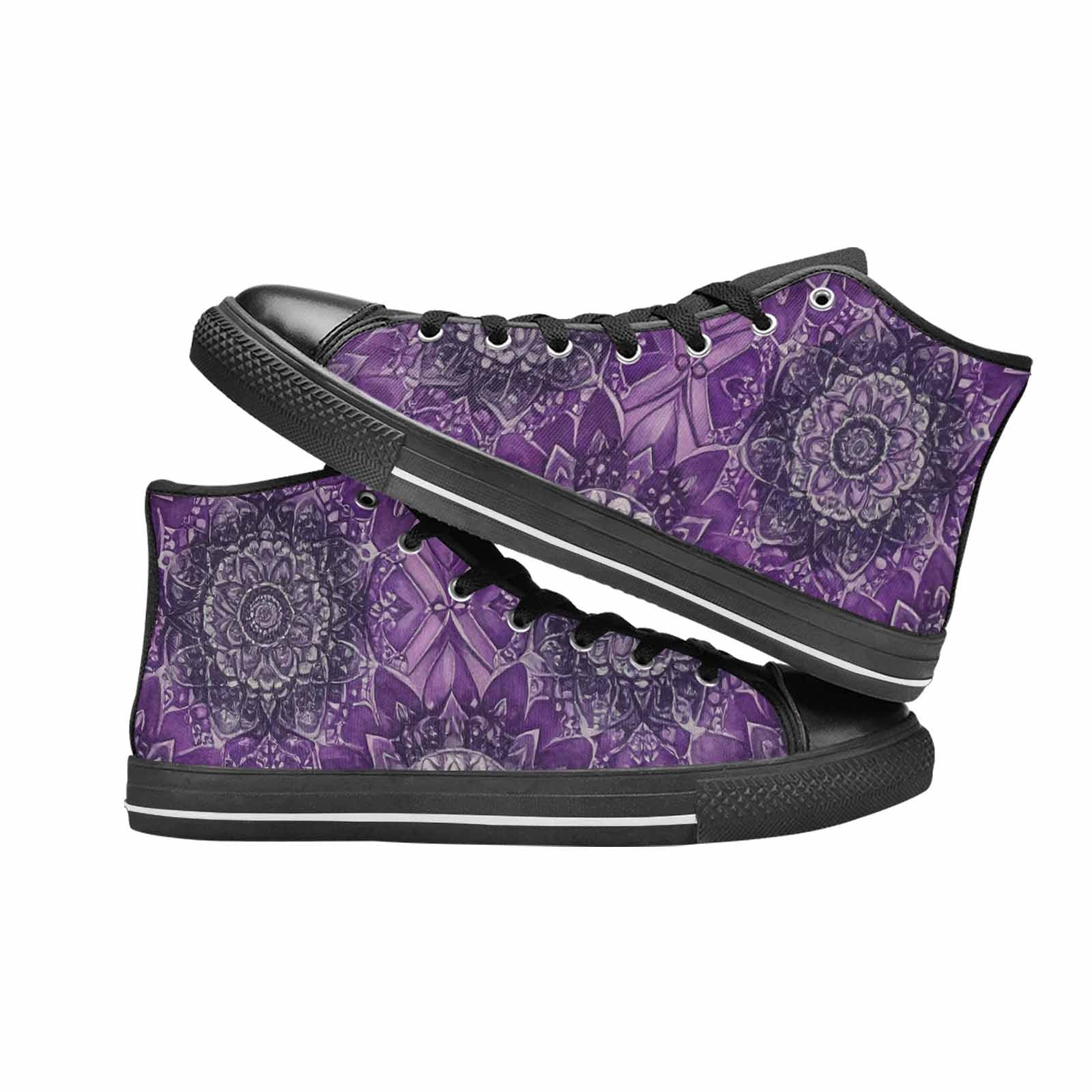 WOMEN'S Mandala High Top Canvas Vibrant Chaos Sneakers