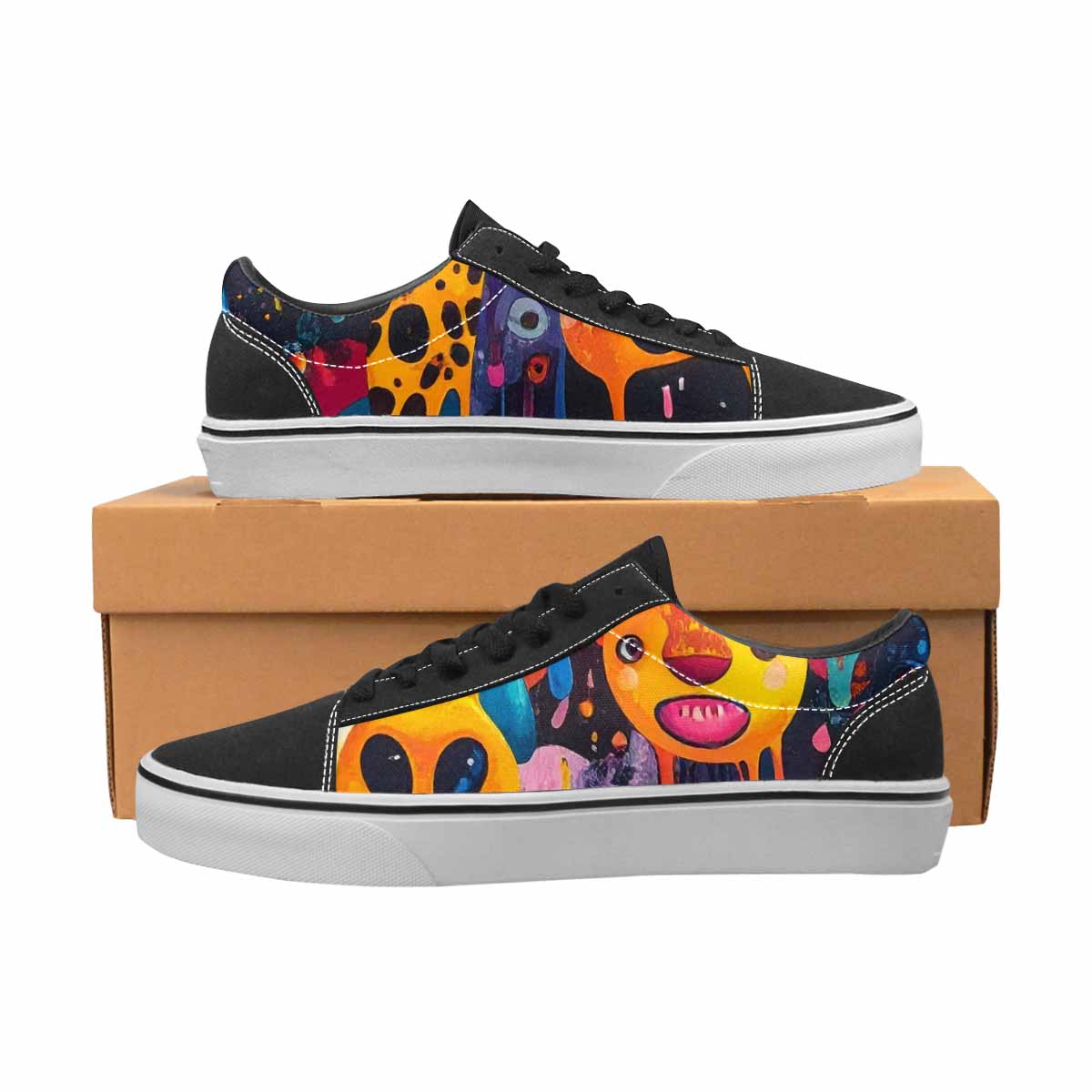 WOMEN'S Melting Aliens Lace-Up Canvas Wallpaper Art Sneakers