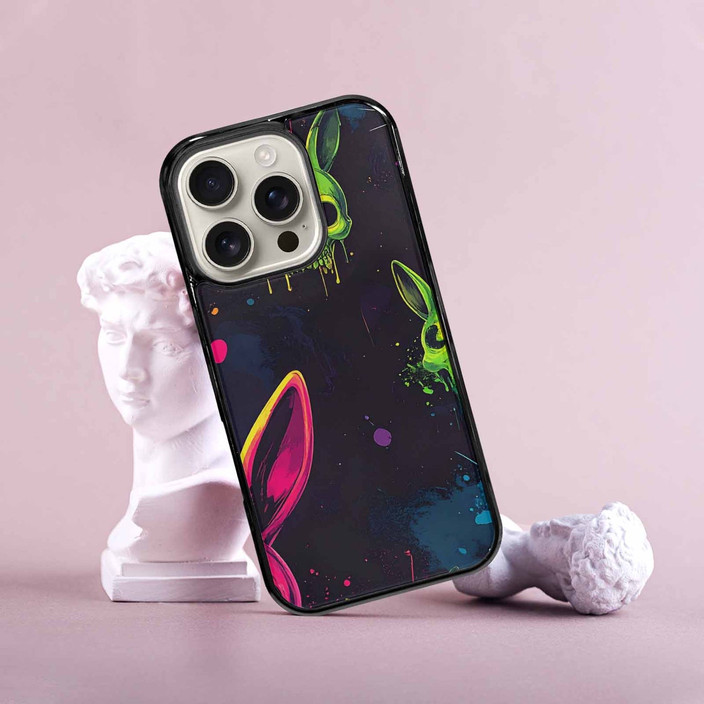 iPhone 16 Pro Case — Radioactive Ghost Bunny Skull Small Radioactive, Custom Made Phone Cover
