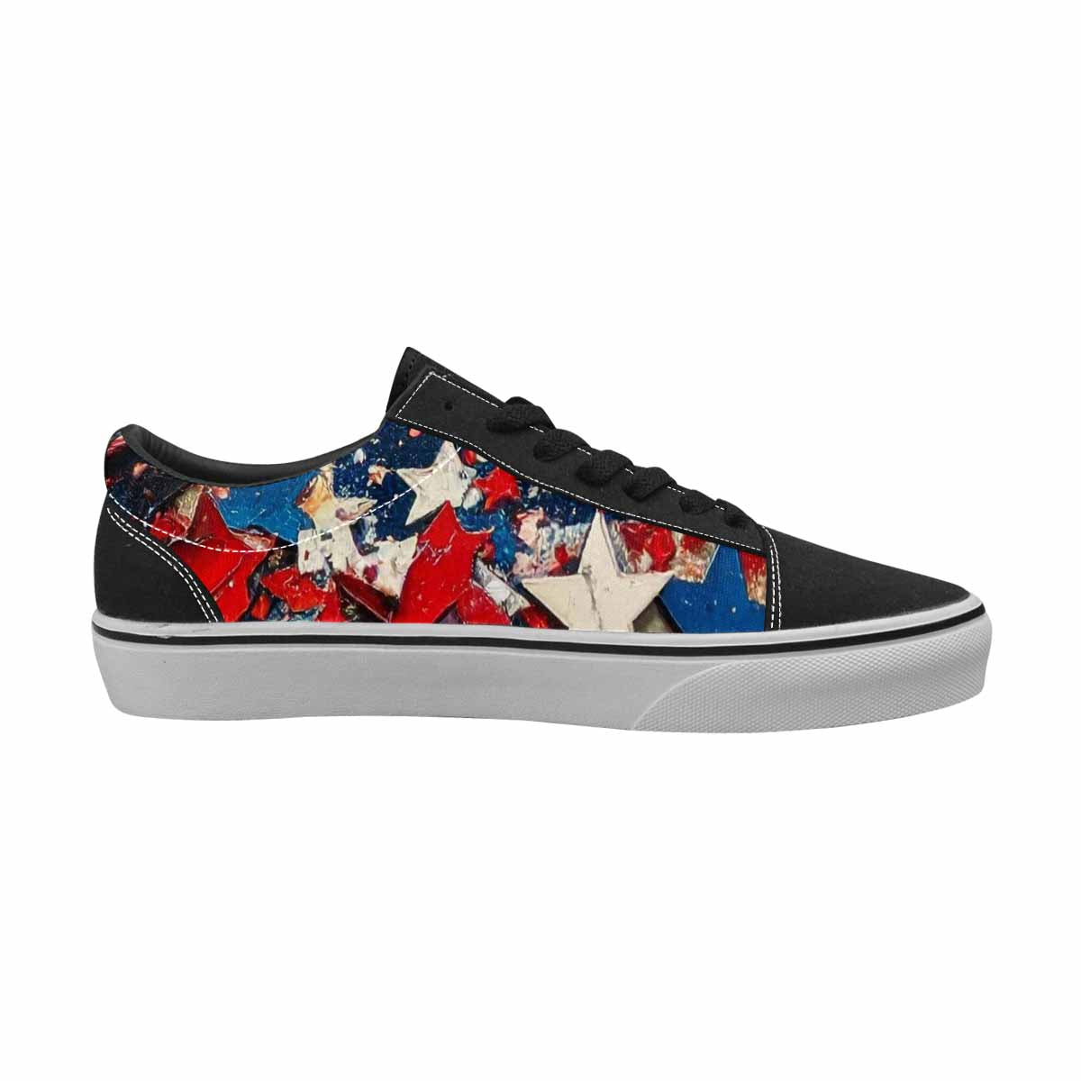 WOMEN'S Patriotic Stars Stripes Lace-Up Canvas Vibrant Chaos Custom Sneakers