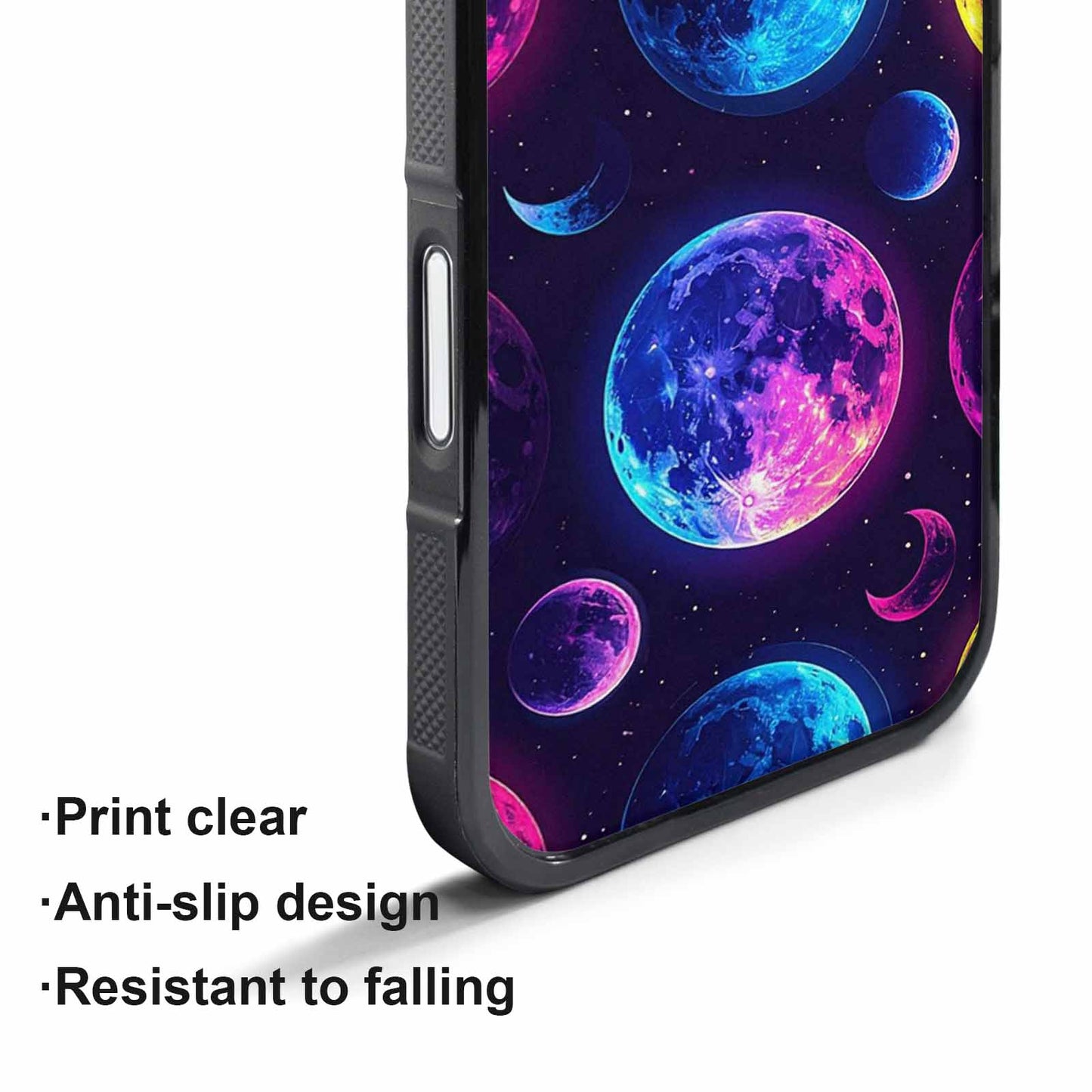iPhone 17 Pro Case — Neon Winter Moon Seamless Cartoon Cute, Custom Printed Phone Case
