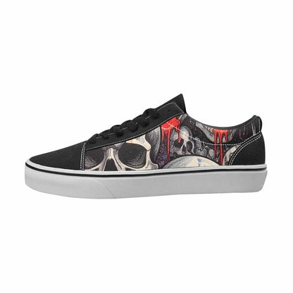 WOMEN'S Skulls Black & Red Ink Canvas Made To Order Y2K Handmade Custom Shoes