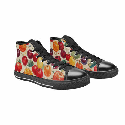 WOMEN'S Cherry Fruit Print High Top Canvas Wallpaper Art Shoes