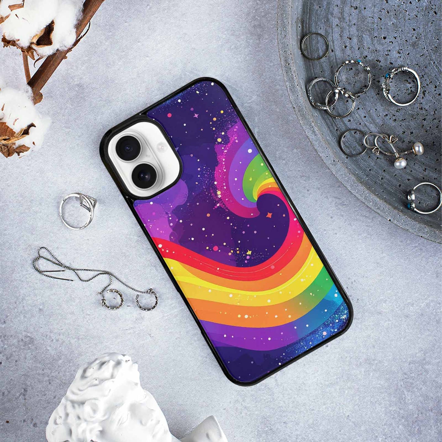 iPhone 16 Plus Case — Rainbow Pride Galaxy, Custom Designed Case Cover