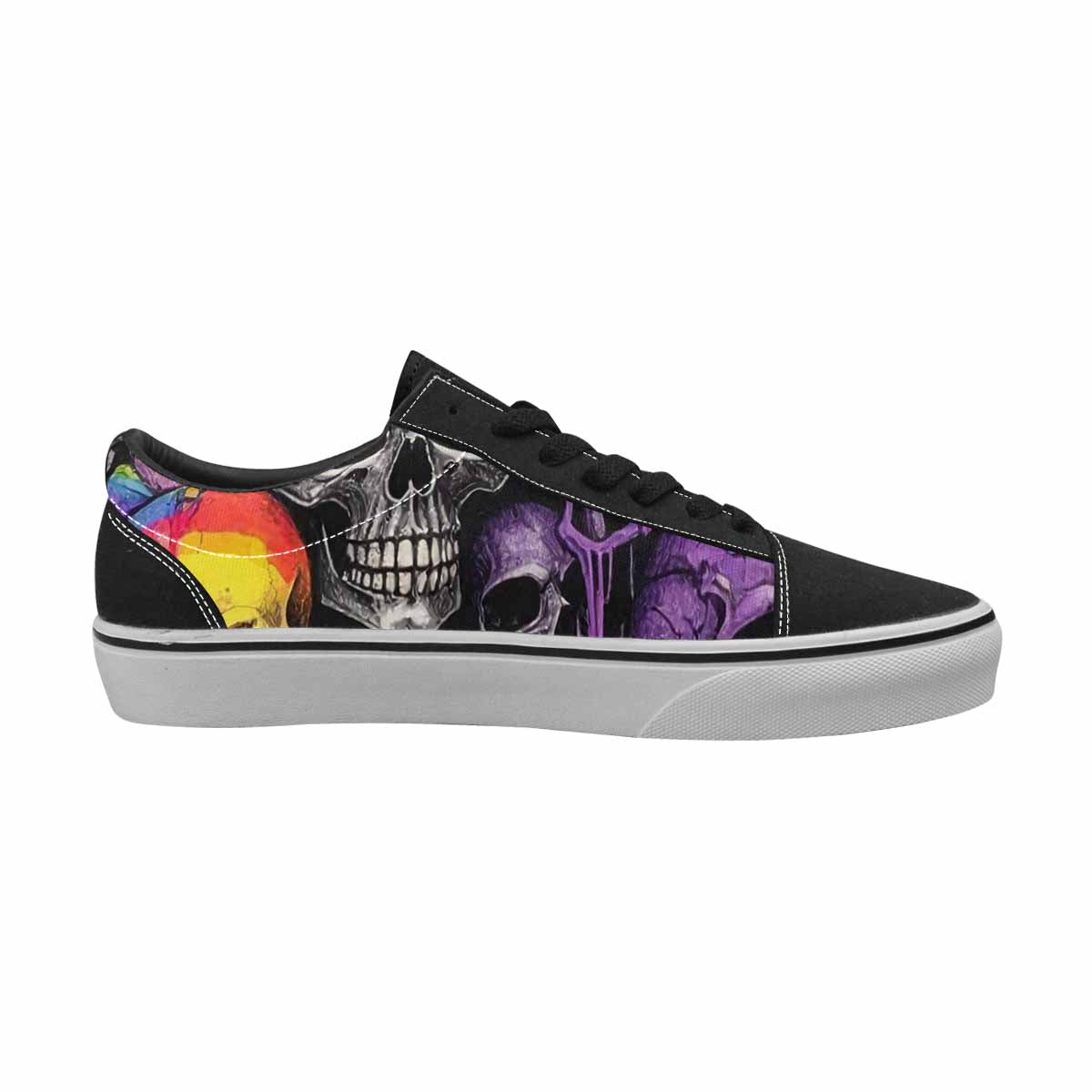 WOMEN'S Rainbow From Skull S Lace-Up Canvas Vibrant Chaos Sneakers