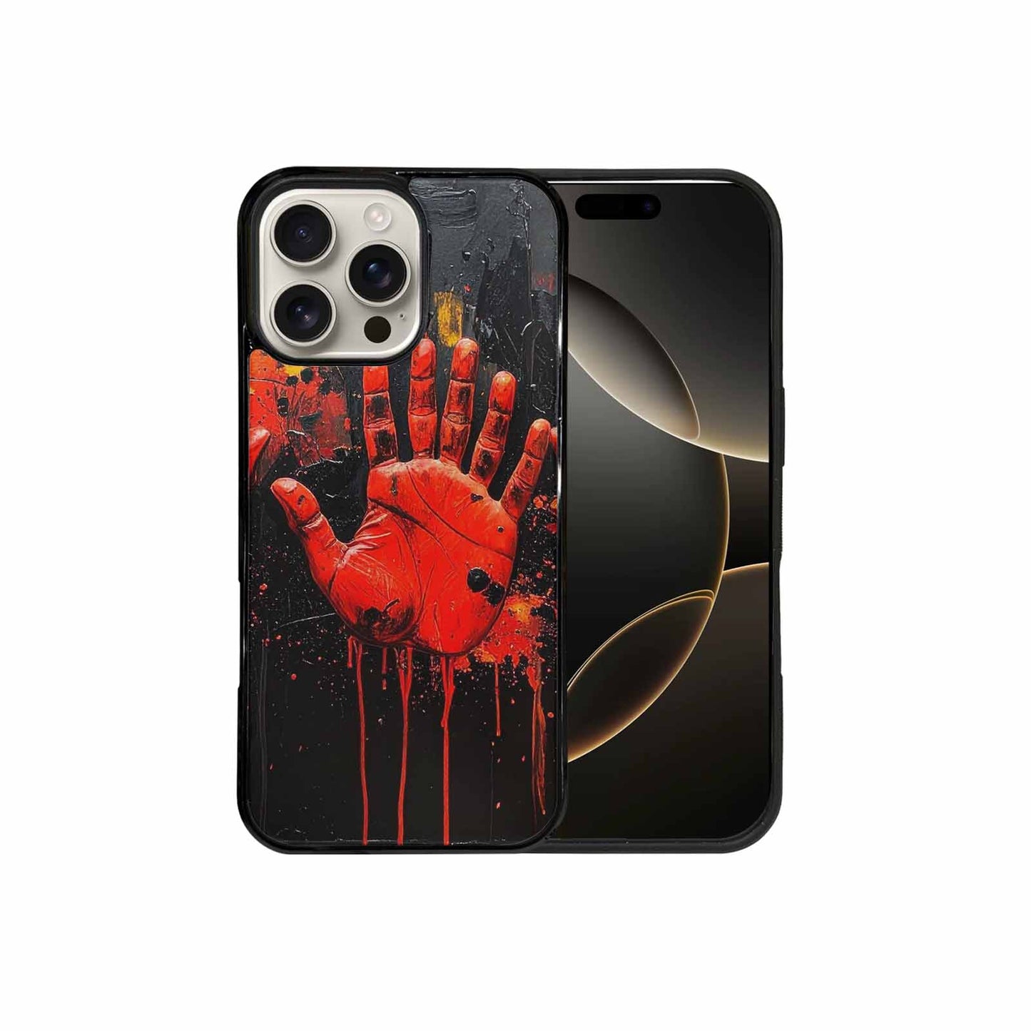 iPhone 16 Pro Max Case — Halloween Splatter Handprint Custom Personalized Phone, Custom Art Phone Cover
