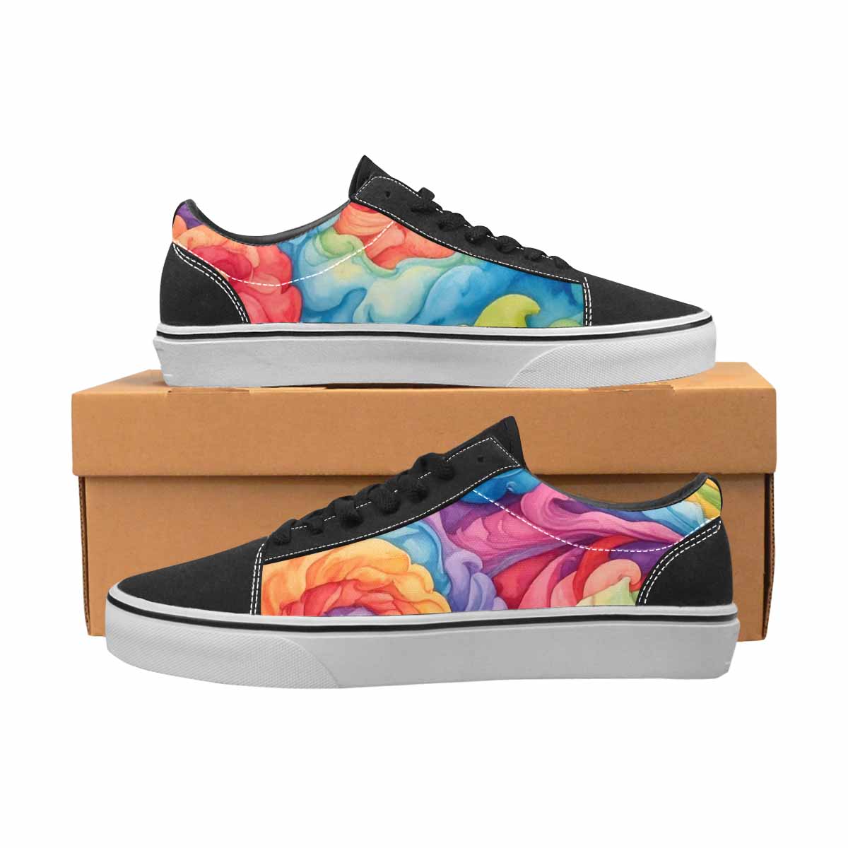 WOMEN'S Tie Dye Swirls Tie Lace-Up Canvas Kaleidoscope Custom Sneakers