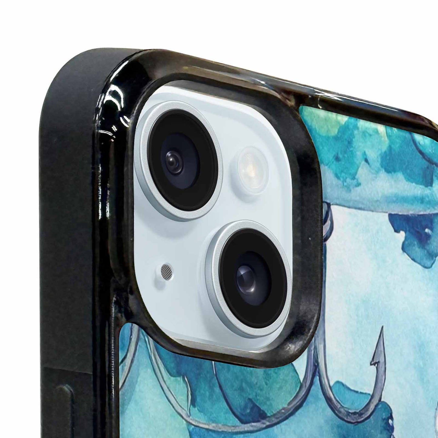 iPhone 15 Plus Case — Fishing Lure And Hook Pattern Seamless, Customized Protective Case