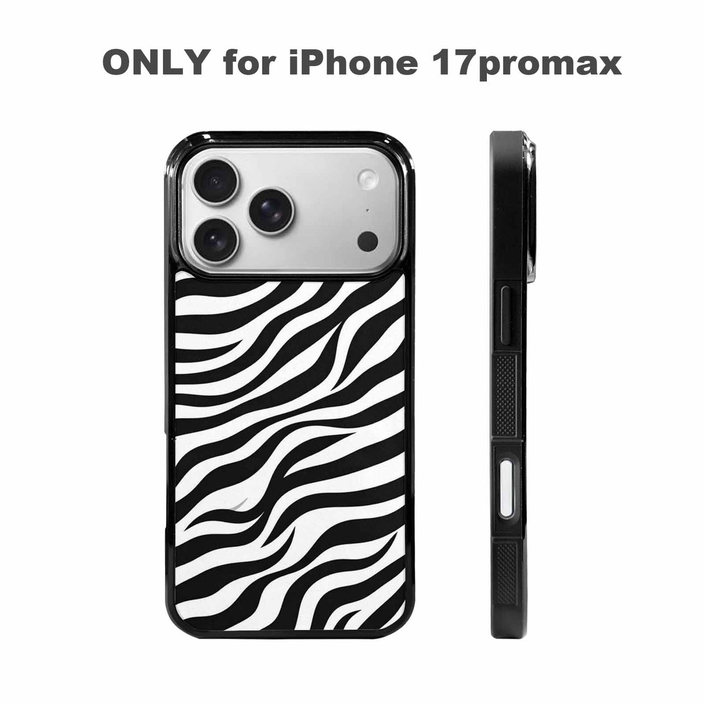 iPhone 17 Pro Max Case — Zebra Print Black White Custom Animal, Customized Protective Case