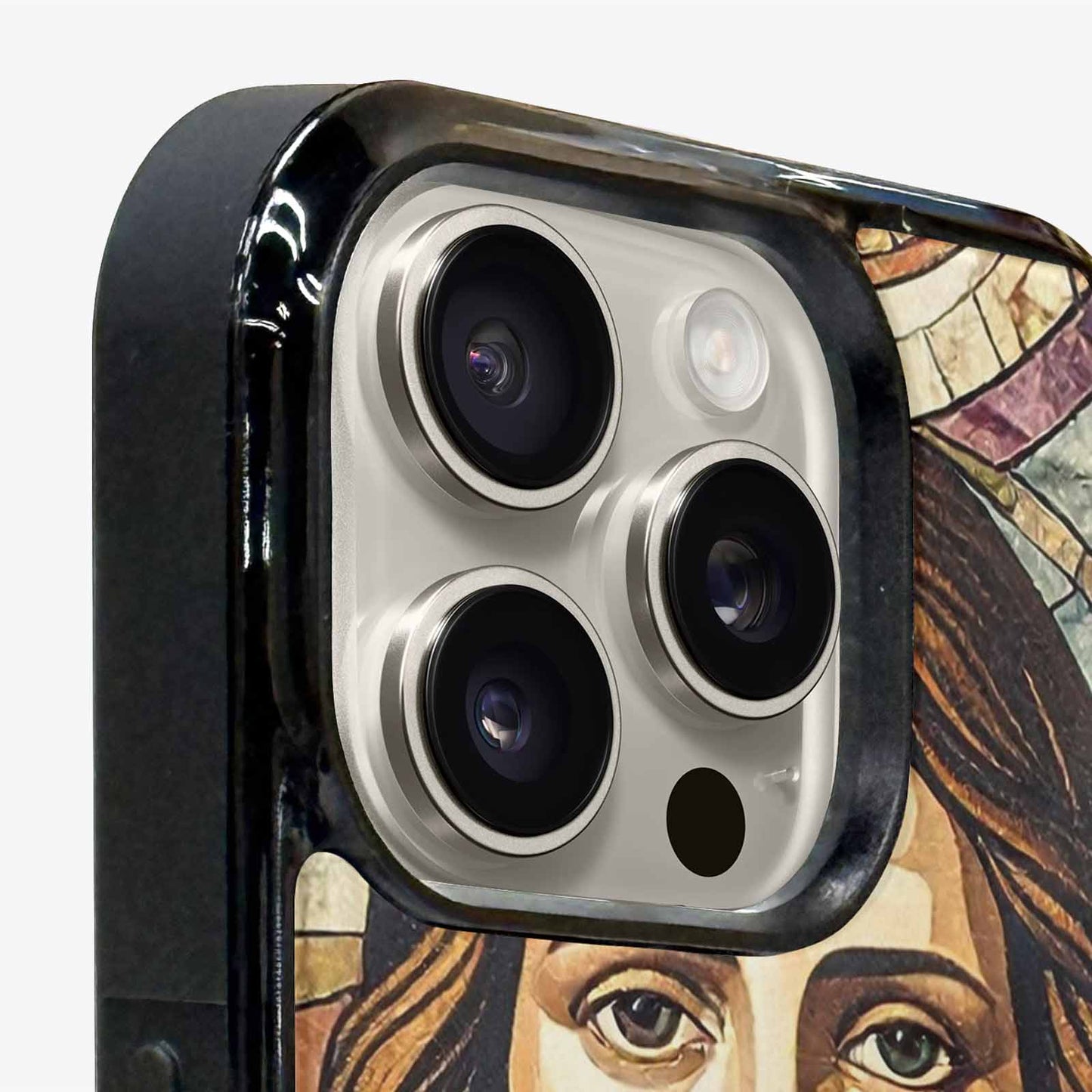 iPhone 16 Pro Max Case — Jesus Face Small Cross And Faith, Custom Made Phone Cover