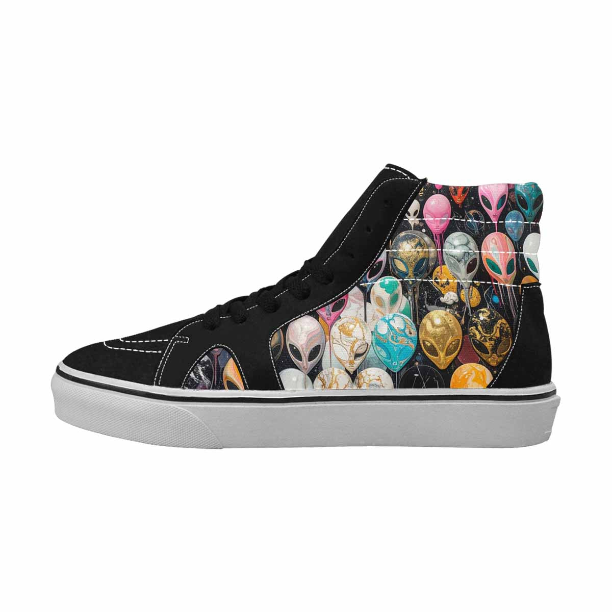 MEN'S Aliens  Marble Aliens High Top Canvas Kaleidoscope Custom Sneakers