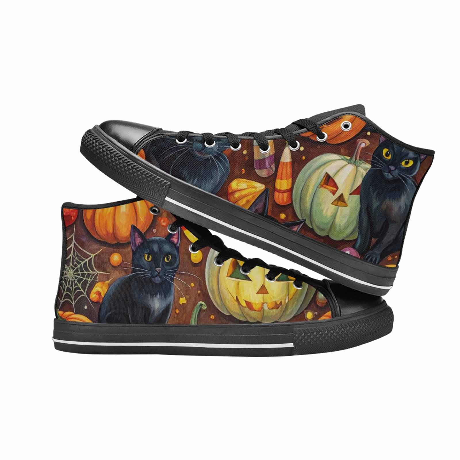 WOMEN'S Halloween High Top Canvas Wallpaper Art Custom Sneakers