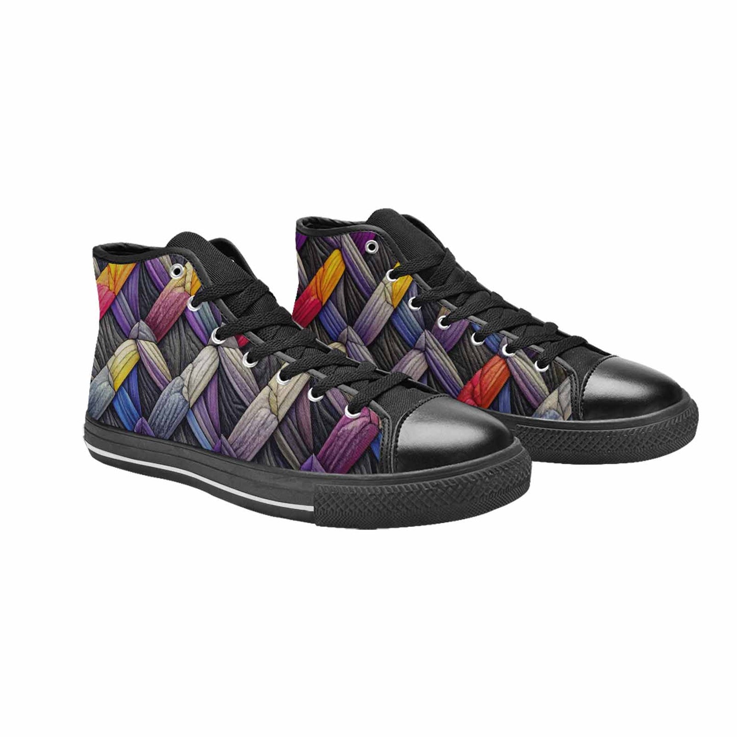 MEN'S Asexual Flag Color High Top Canvas Neon Fantasy Custom Sneakers