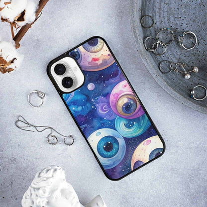iPhone 16 Plus Case — Cartoon Eyeballs Galaxy, Customized Protective Case