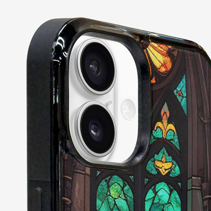 iPhone 16 Case — Stained Glass Window Pattern Seamless Repeat, Custom Designed Case Cover
