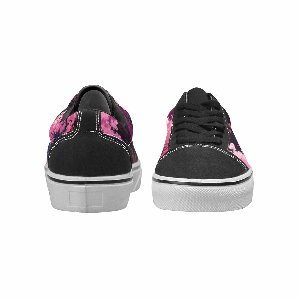 WOMEN'S Cherry Blossom Branch Lace-Up Canvas Melting Art Custom Sneakers
