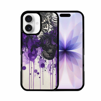 iPhone 17 Case — Black &amp; Purple Ink Animal Print, Personalized Phone Case