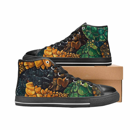 MEN'S Snake Skin Reptile High Top Canvas Wallpaper Art Shoes