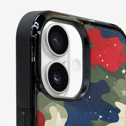 iPhone 16 Case — Military Camo Blotch Texture Blended With, Custom Printed Phone Case
