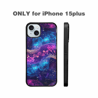 iPhone 15 Plus Case — Galaxy Snake Print, Custom Printed Phone Case