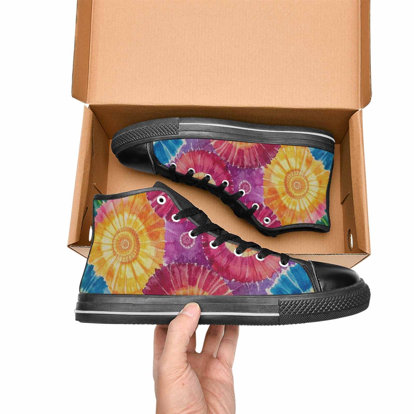 MEN'S Tie Dye Swirl High Top Canvas Dark Academia Shoes