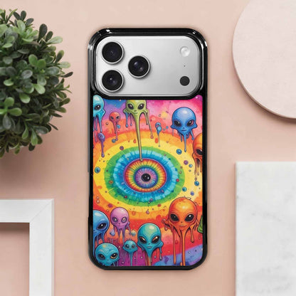 iPhone 17 Pro Max Case — Melting Aliens Pattern Alien Scifi, Unique Phone Case Design