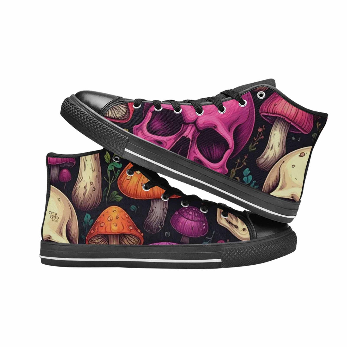 WOMEN'S Mushroom Skull High Top Canvas Surreal Custom Shoes