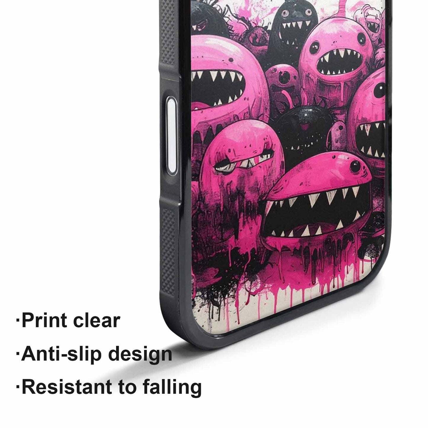 iPhone 17 Pro Case — Black Pink Ink Monsters General Cartoon, Custom Art Phone Cover