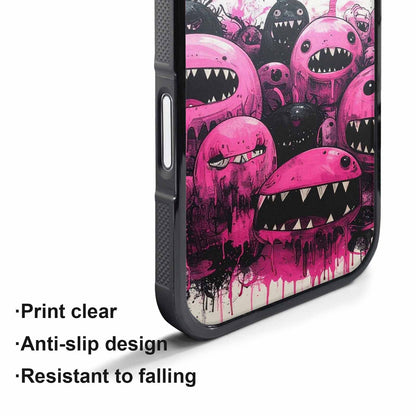 iPhone 17 Pro Case — Black Pink Ink Monsters General Cartoon, Custom Art Phone Cover