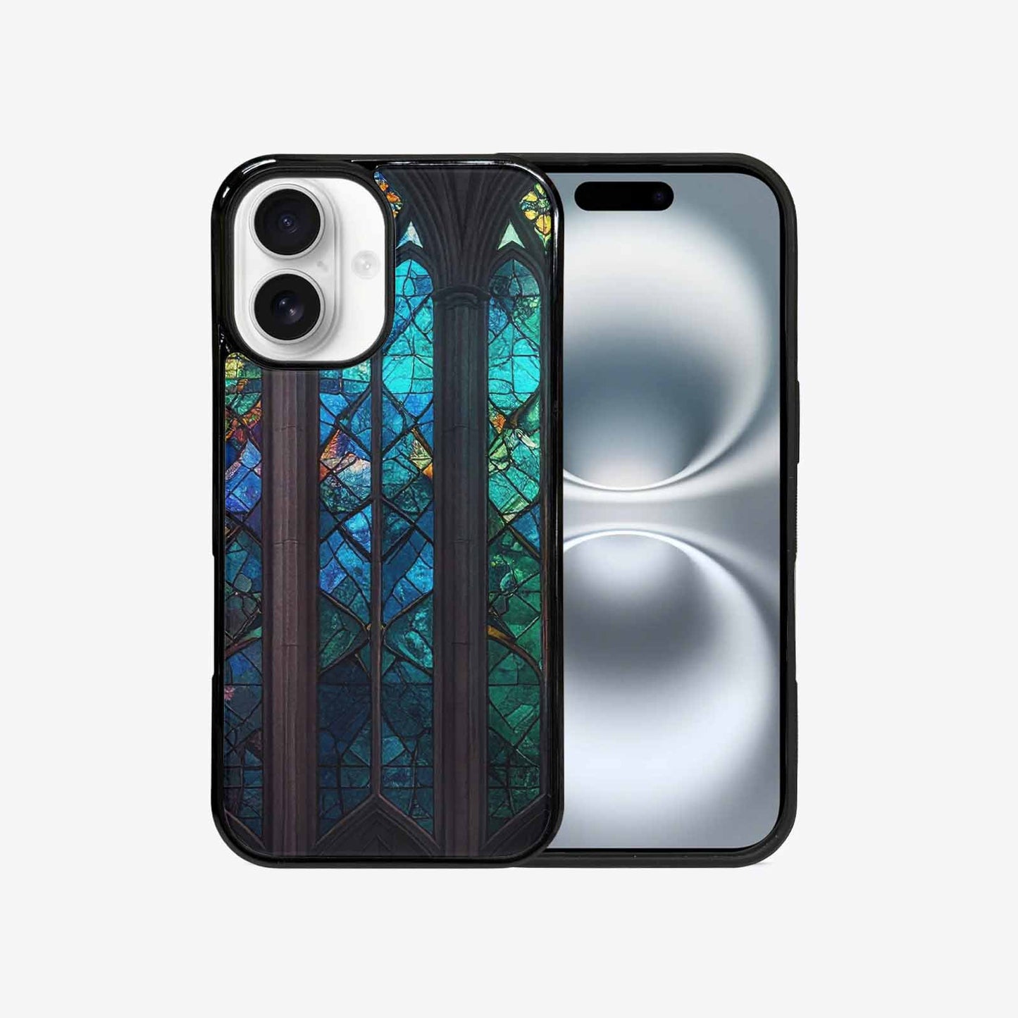 iPhone 16 Case — Stained Glass Window Pattern Seamless Repeat, Custom Phone Case