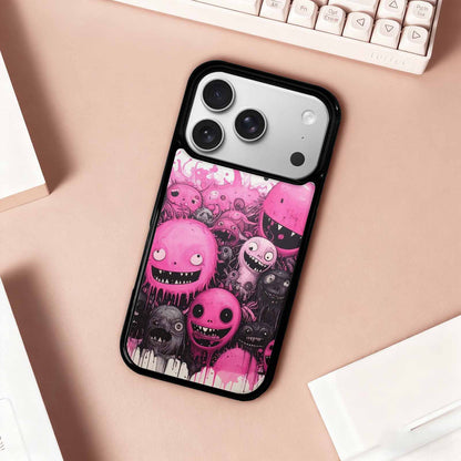 iPhone 17 Pro Case — Black Pink Ink Monsters General Cartoon, Customized Protective Case