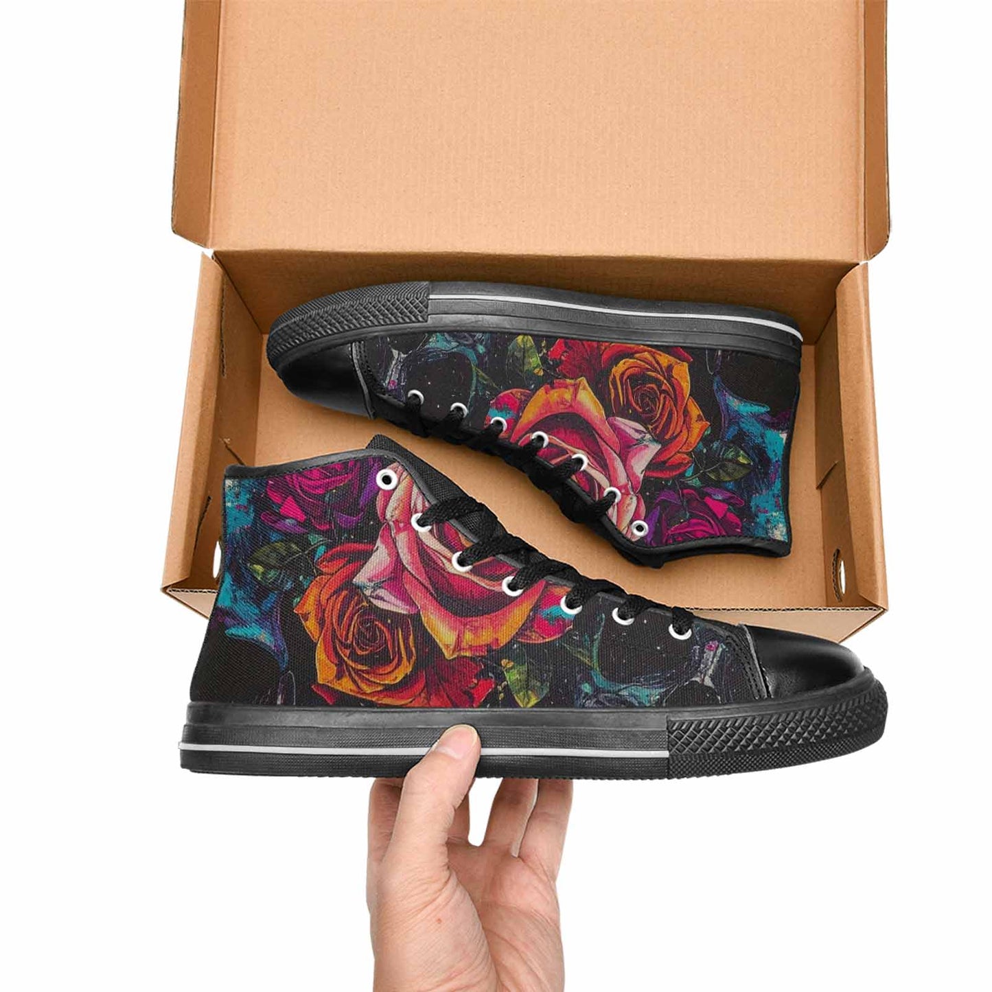 WOMEN'S Skulls Roses Acid Wash High Top Canvas Dreamcore Shoes