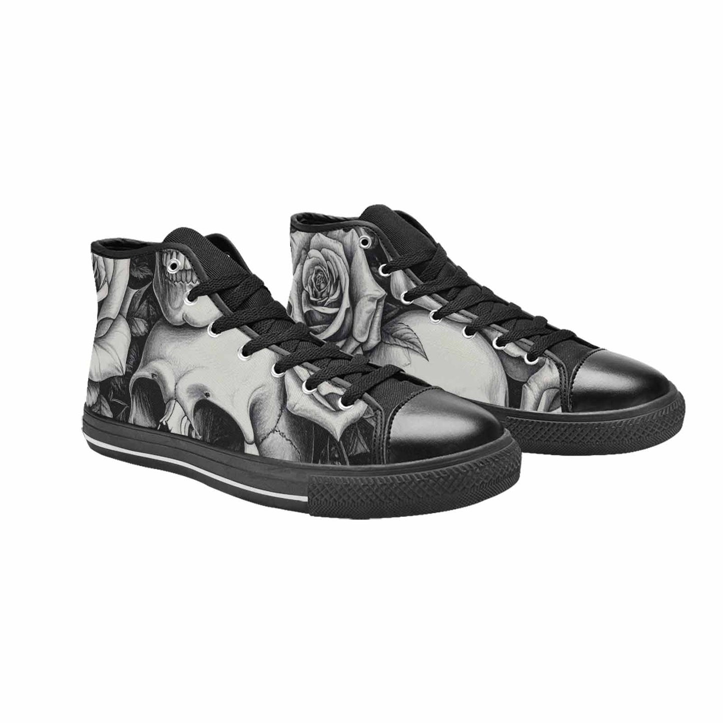 MEN'S Skulls Roses Pen Ink High Top Canvas Vivid Sneakers