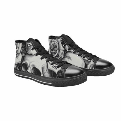 MEN'S Skulls Roses Pen Ink High Top Canvas Vivid Sneakers