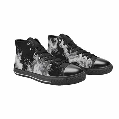 WOMEN'S Tie Dye Acid Wash Black White High Top Canvas Dreamcore Custom Sneakers