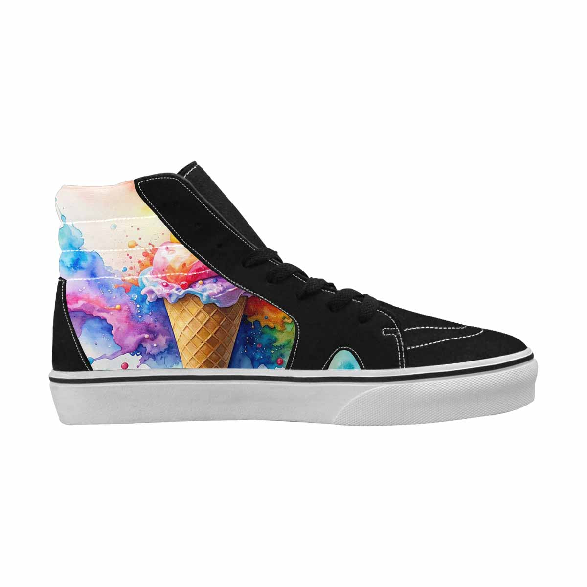 WOMEN'S Melting Icecream Collage High Top Canvas Neon Fantasy Custom Sneakers