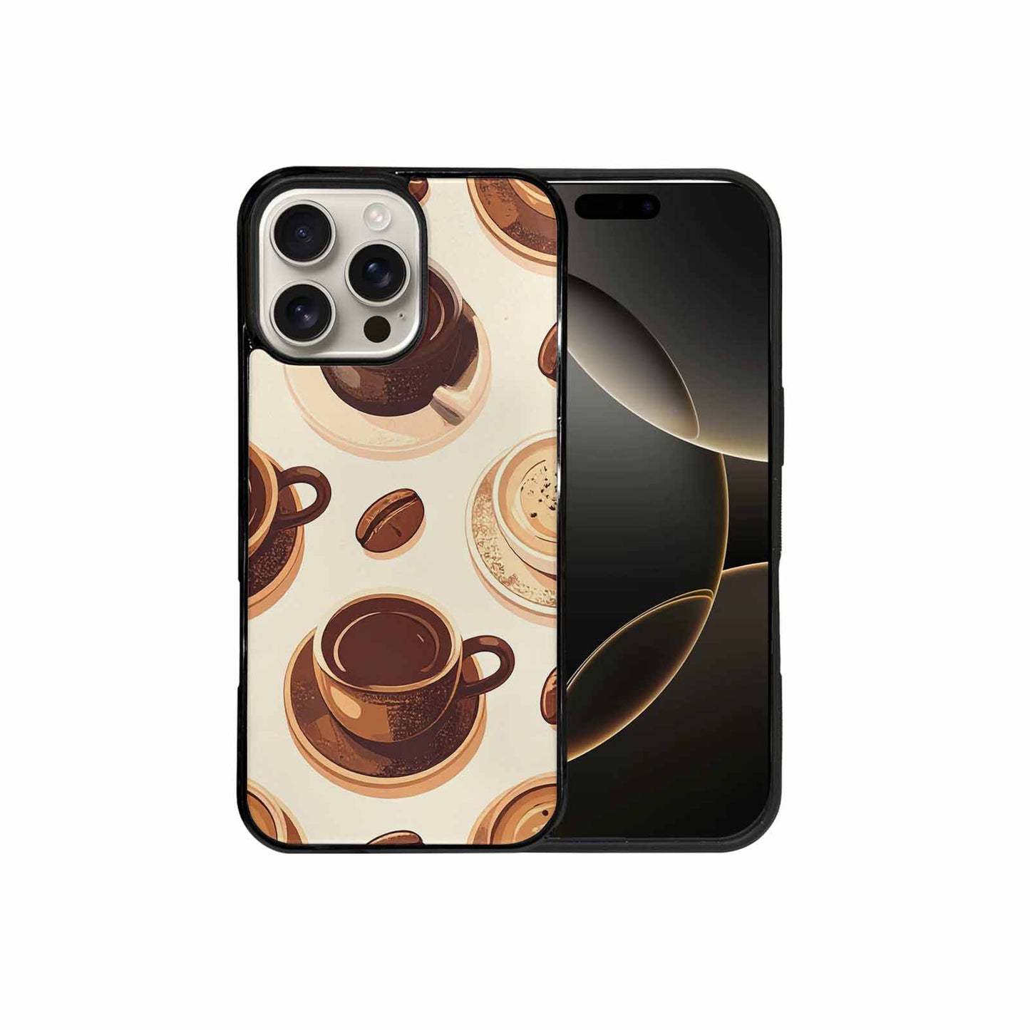 iPhone 16 Pro Max Case — Coffee Cup And Bean Pattern Seamless, Original Design Phone Case