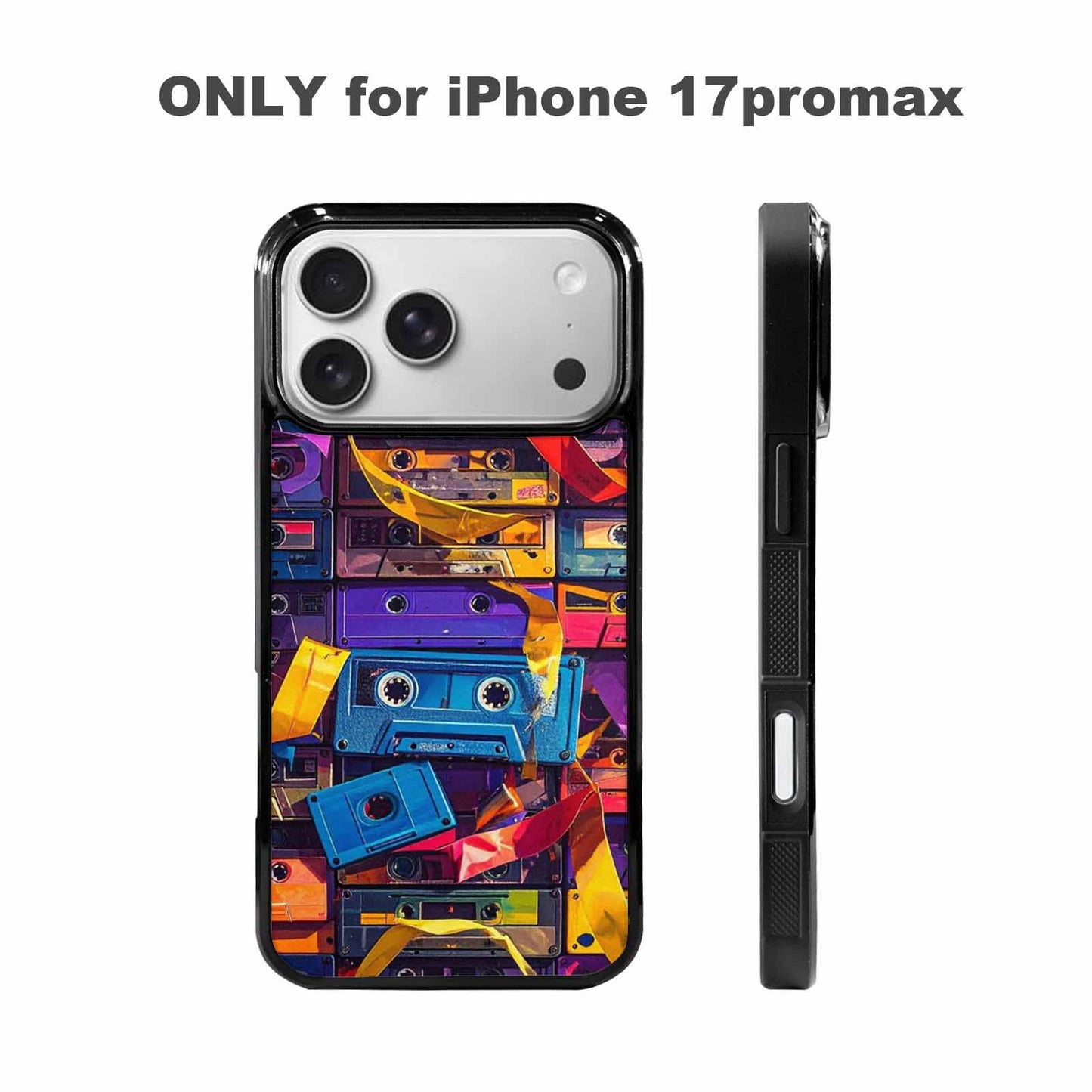 iPhone 17 Pro Max Case — Retro Cassette Tape Pattern Retro Vintage, Custom Made Phone Cover