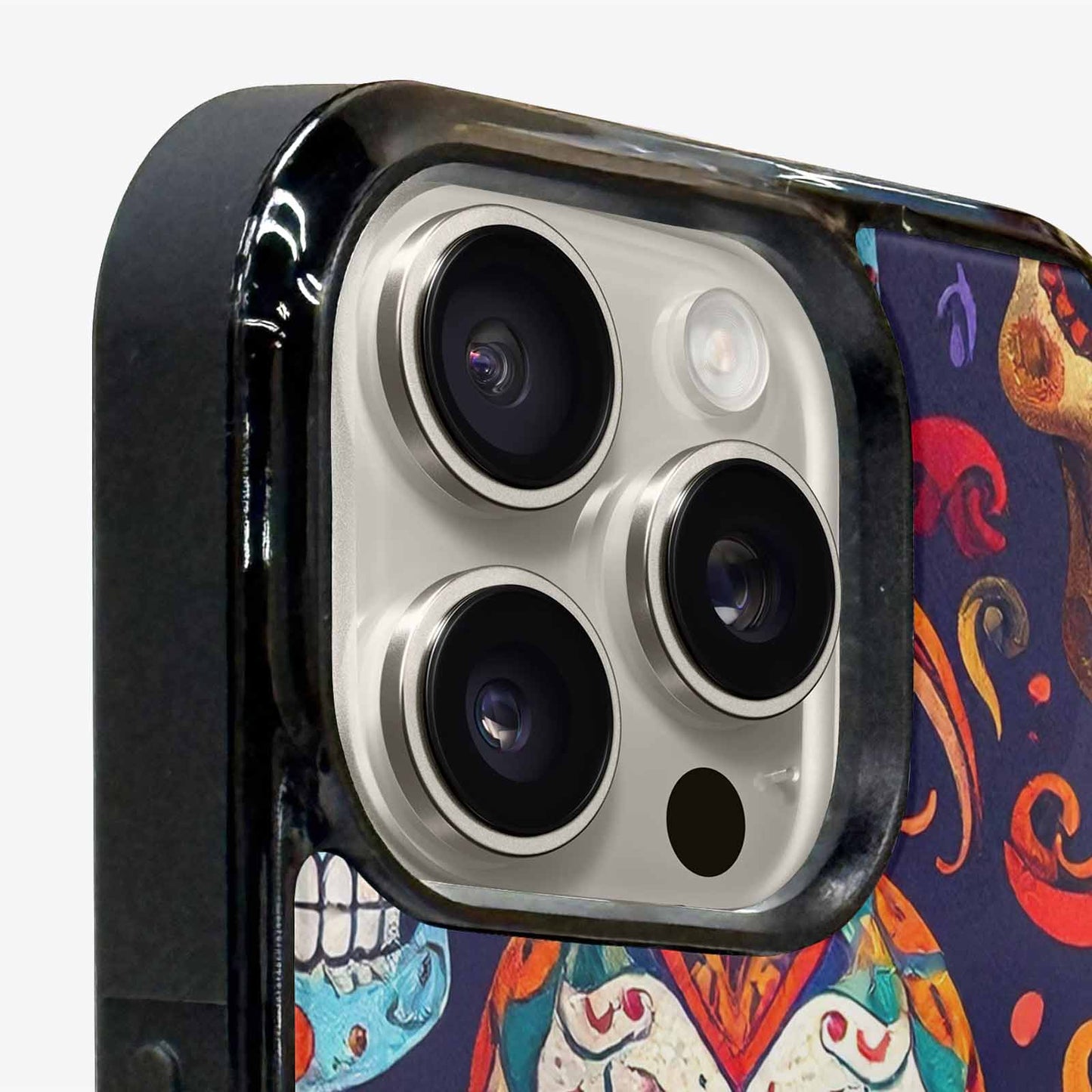 iPhone 15 Pro Max Case — Day Dead Sugar Skull Art 100s, Custom Made Phone Cover