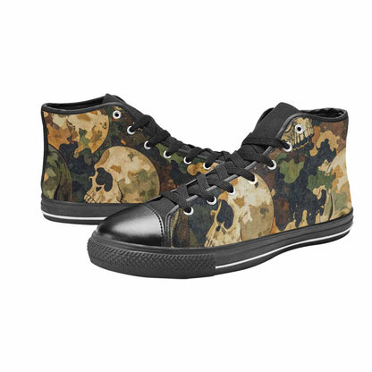 WOMEN'S Military Camo Skull High Top Canvas Wallpaper Art Shoes