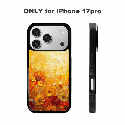iPhone 17 Pro Case — Impressionist Sunflower Brushstroke Pattern Hundreds Floral, Original Design Phone Case