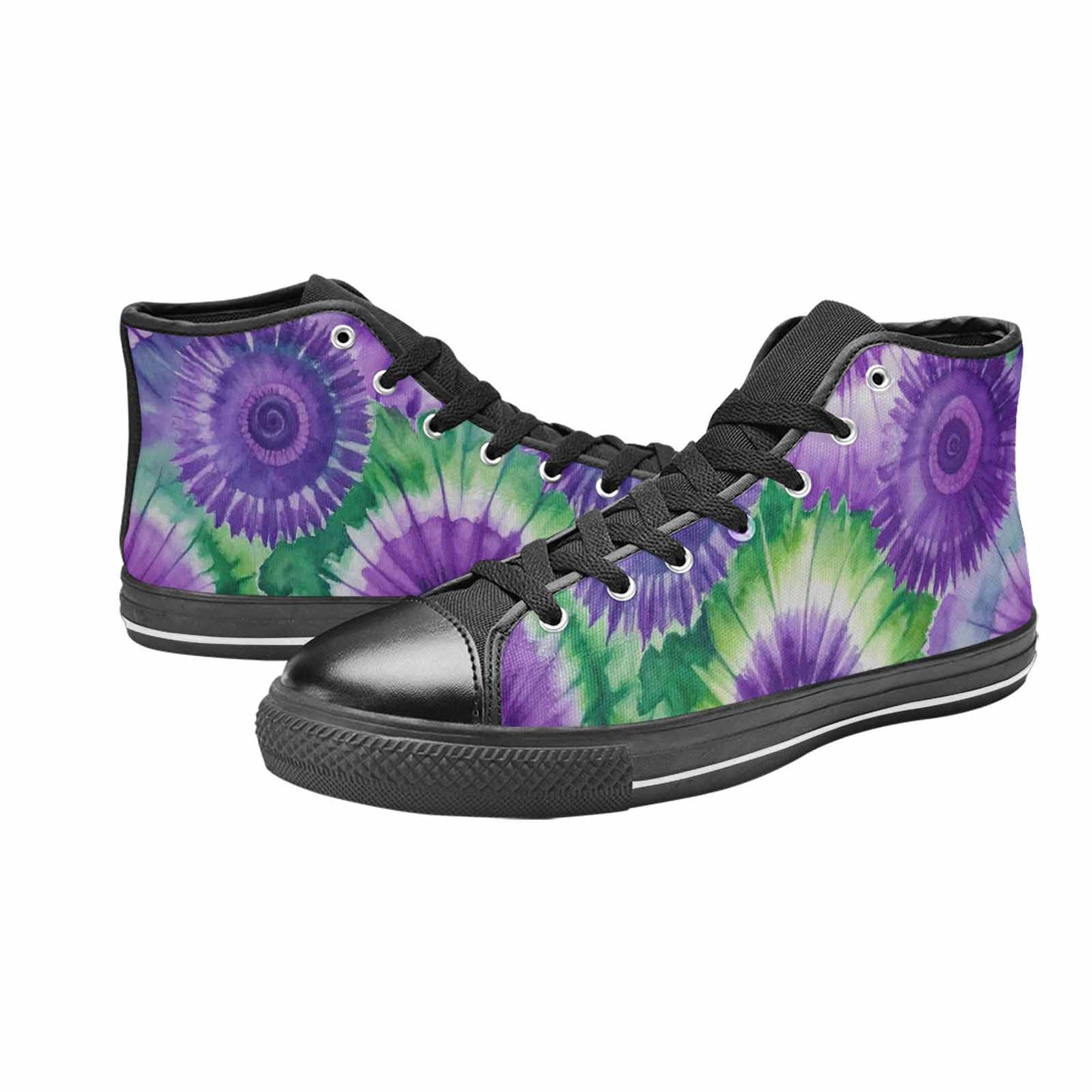 WOMEN'S Tie Dye - High Top Canvas Vibrant Chaos Custom Sneakers