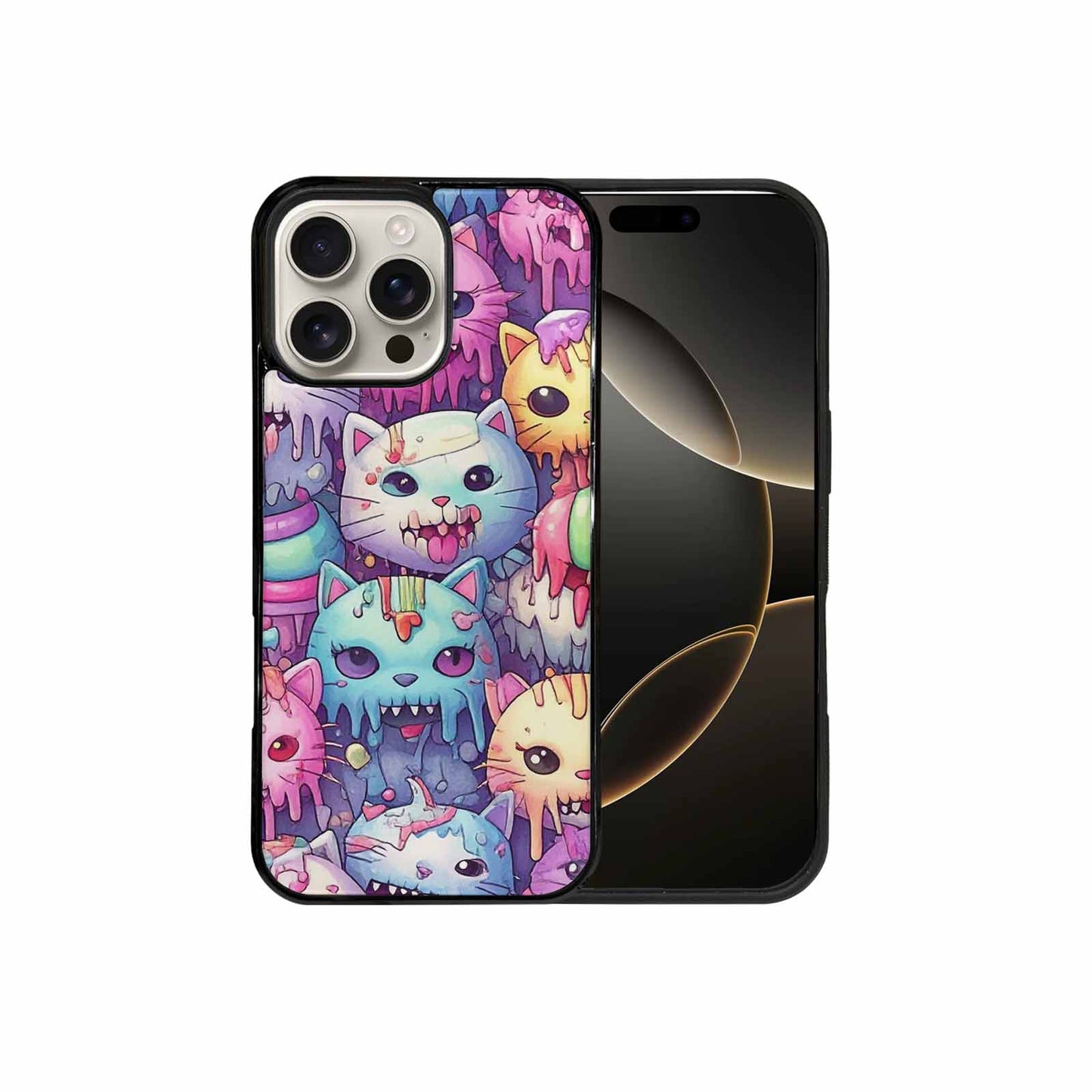 iPhone 16 Pro Max Case — Pastel Gore Cat Character Pattern Hundreds, Unique Phone Case Design